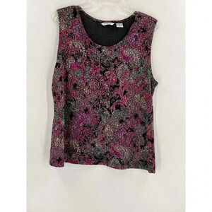 VINTAGE Laura Ashley Sleeveless Core Top Floral Paisley Design Size Large EUC